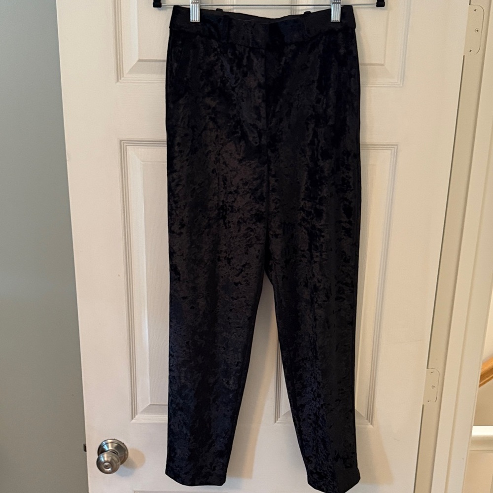 Topshop Black Velvet Cropped Pants